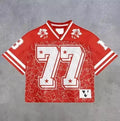 American trendy men T-shirts mesh short-sleeved quick-drying football jerseys retro streetwear men women  V-neck loose tops