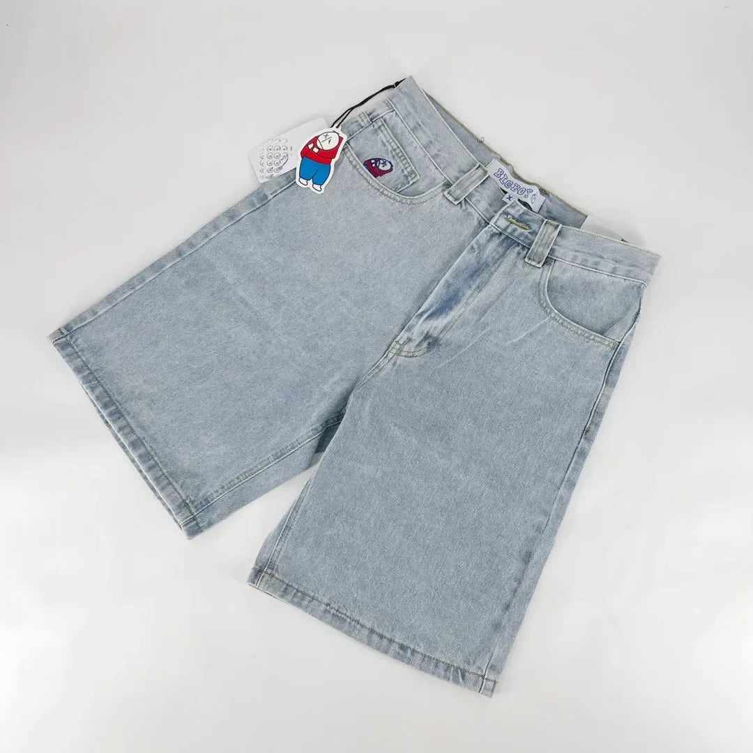 Y2k Black Punk Wash Baggy Work Shorts Men Women Summer Hip Hop Ripped Hole Denim Shorts Raw Edge Casual Jorts Streetwear