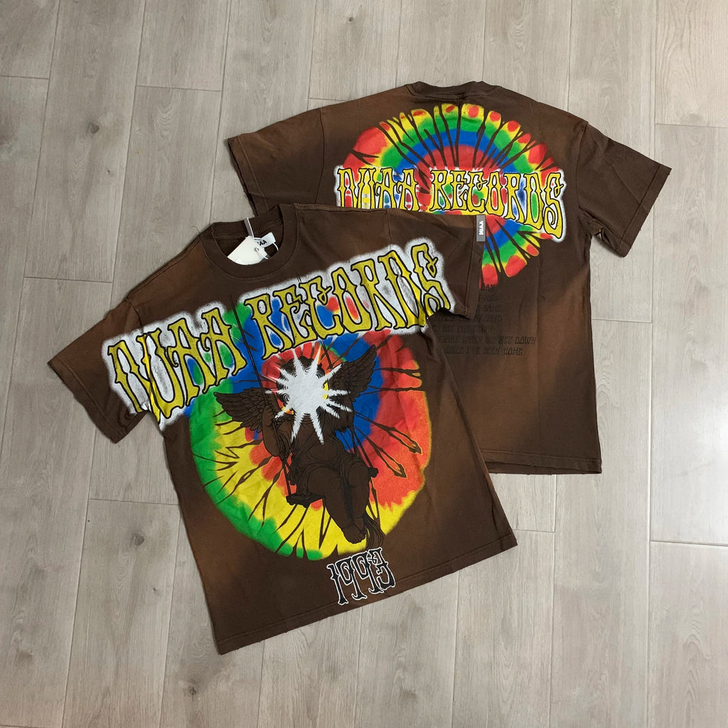 Streetwear Rhinestone Letter Print Yellow T-shirt Men Woman Fashion Retro Shinning Diamond loose casual Oversized Hip Hop Tees