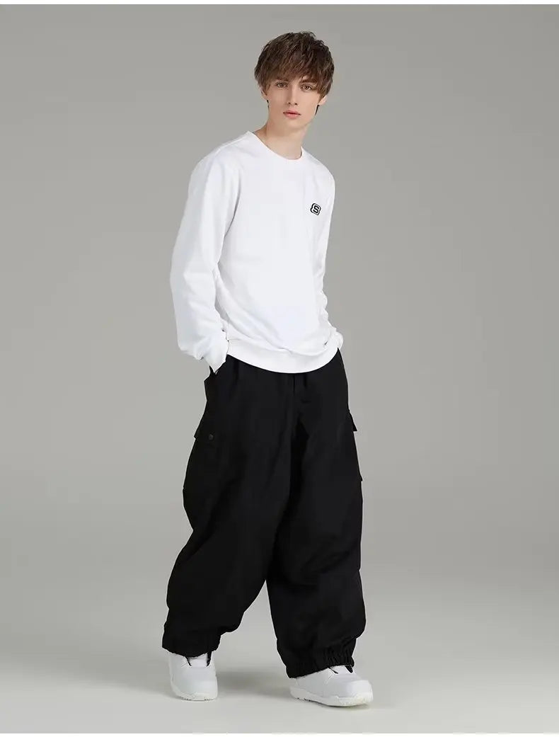 Beige Baggy Cargo Pants Side Pocket Elastic Cuff Loose Fit Trousers Men's Casual Pants
