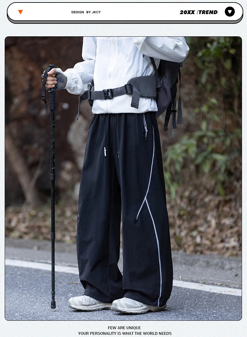 American High Street Trendy Hip-Hop Casual Pants Men's Spring Autumn Outdoor Hiking Loose Straight Pants Men Fashion Trousers