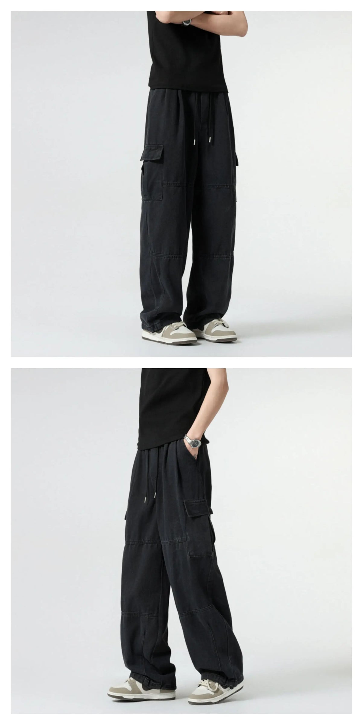 Baggy Jeans Spring Autumn New Men's Cargo Pants Casual Wide Leg Jogging Trousers Vintage Loose Work Jeans Man Hip Hop Streetwear