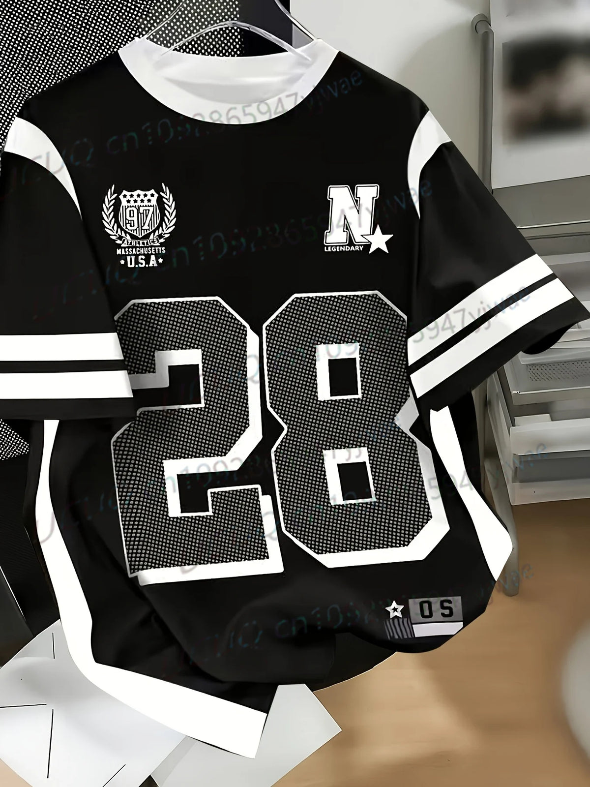 Summer New Women Men Number 28 Personality American Jersey Casual Digital Print T Shirt Black Pink Short Sleeve Men's Tshirt