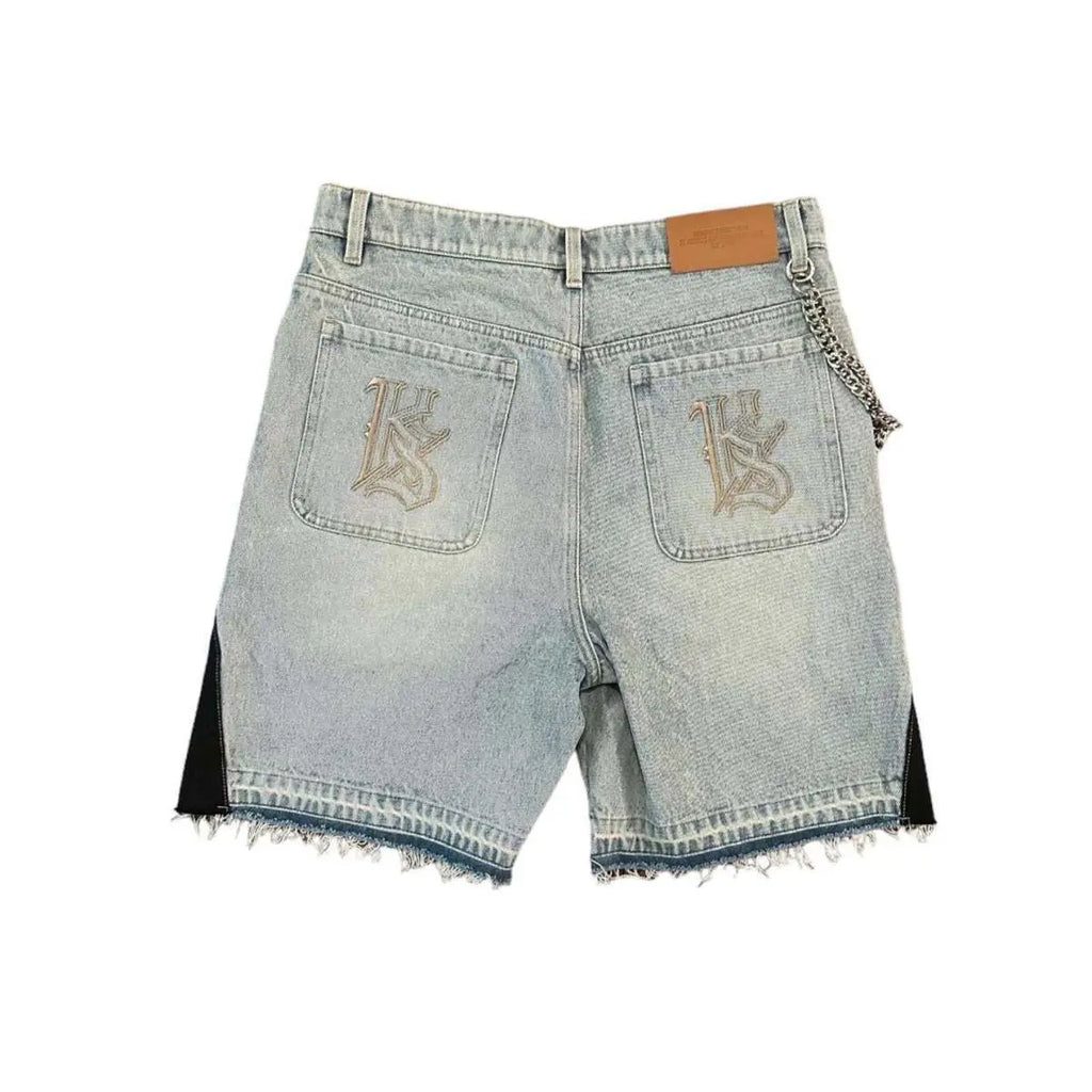 IOOTIANY Y2k Cartoon Embroidery Jorts Man Women Harajuku Streetwear Retro Patchwork Denim Shorts Jeans Baggy Shorts Oversized