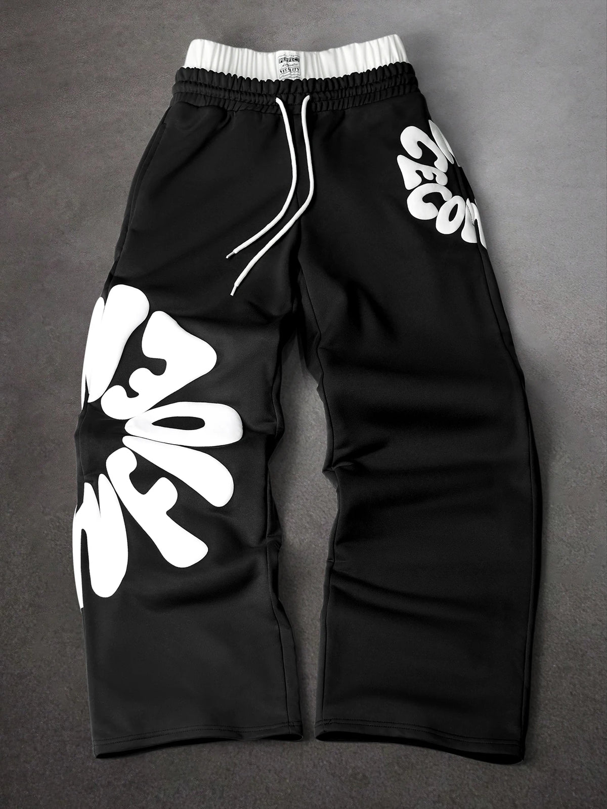 Men's Oversized Streetwear Sweatpants Brand Contrast Waist 3D Puff Letter Print Polyester Gray Multi Color Pants S-2XL All Size