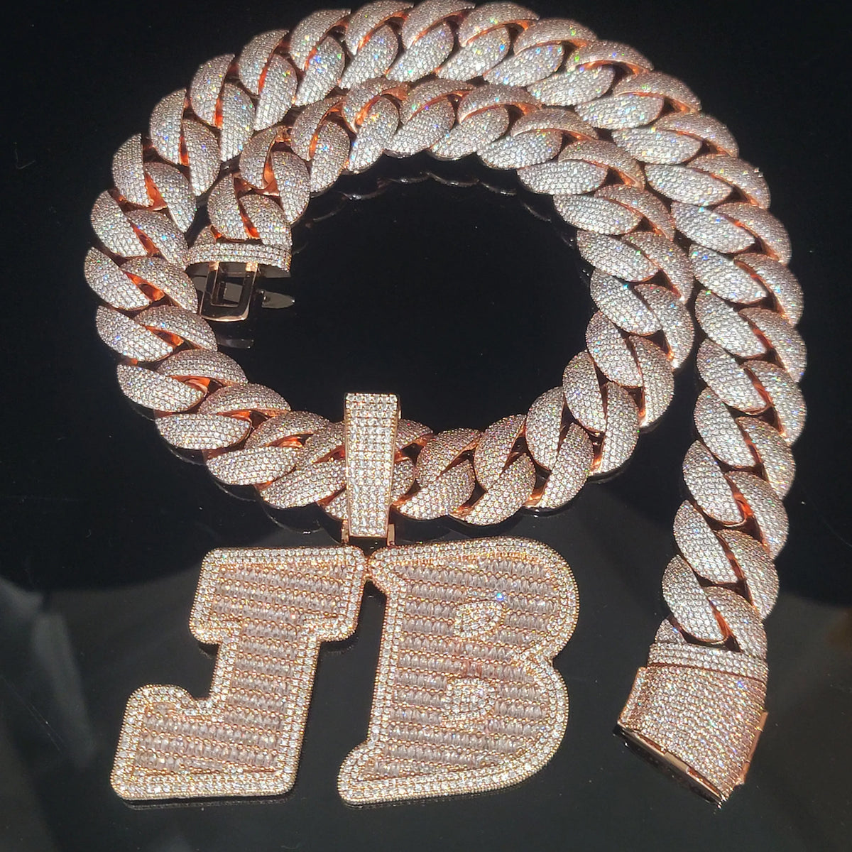 Custom Big Letters Name Pendant chain