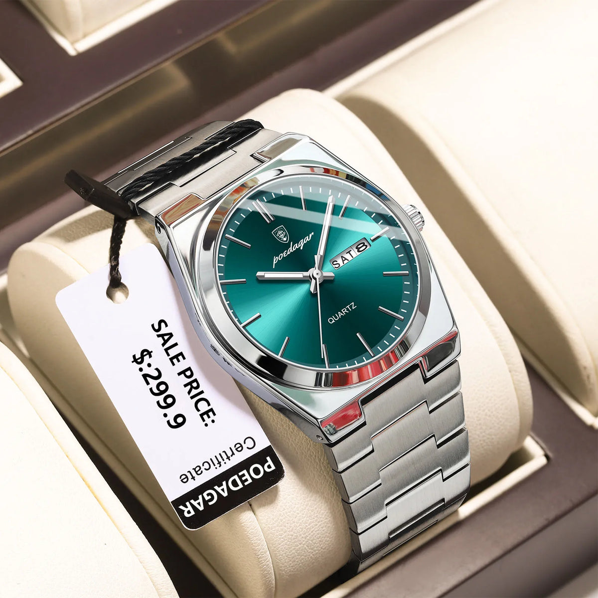 POEDAGAR Men's Stainless Steel Quartz Watch