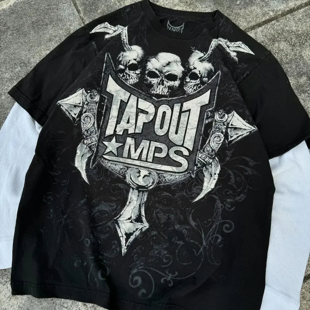 Affliction Winter Long Sleeved Cotton T Shirt New Y2k Fashion Retro Harajuku Round Neck Shirt Men's Women Gothic Casual Tops