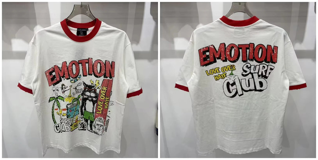 New MIXED-EMOTION Rhinestone cartoon printed pattern  cotton Men Women T-shirt Loose casual Shinning Tees Oversized Top