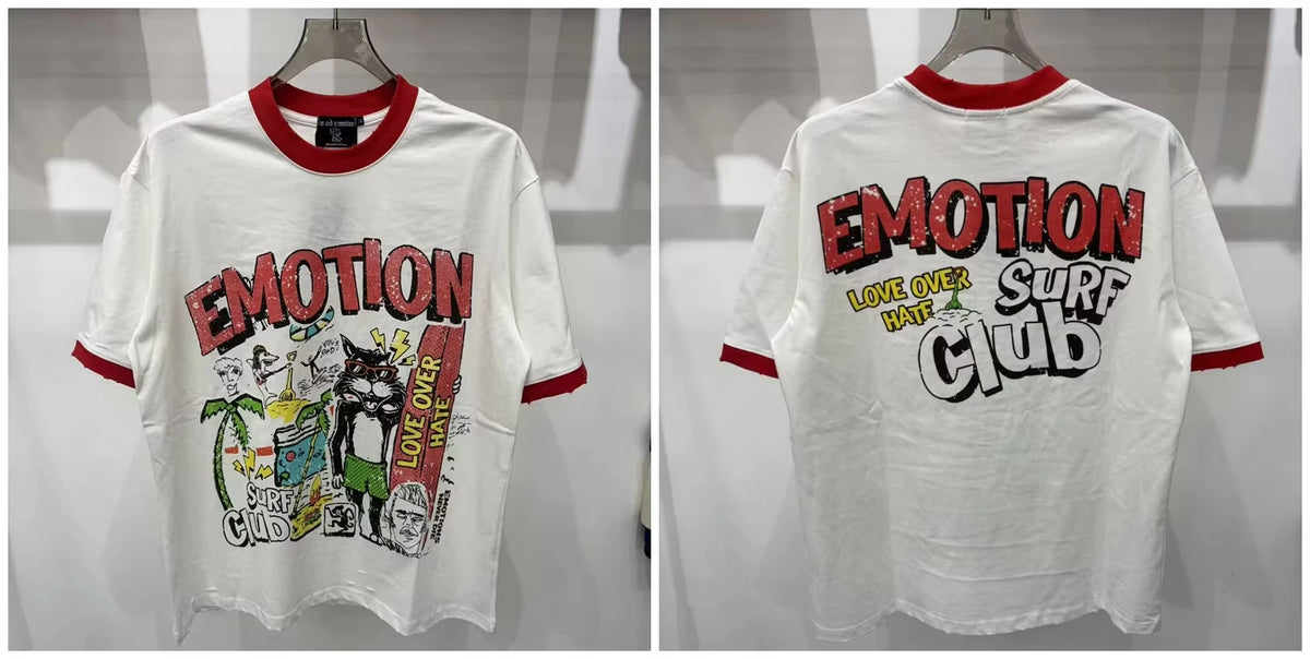 New MIXED-EMOTION Rhinestone cartoon printed pattern  cotton Men Women T-shirt Loose casual Shinning Tees Oversized Top