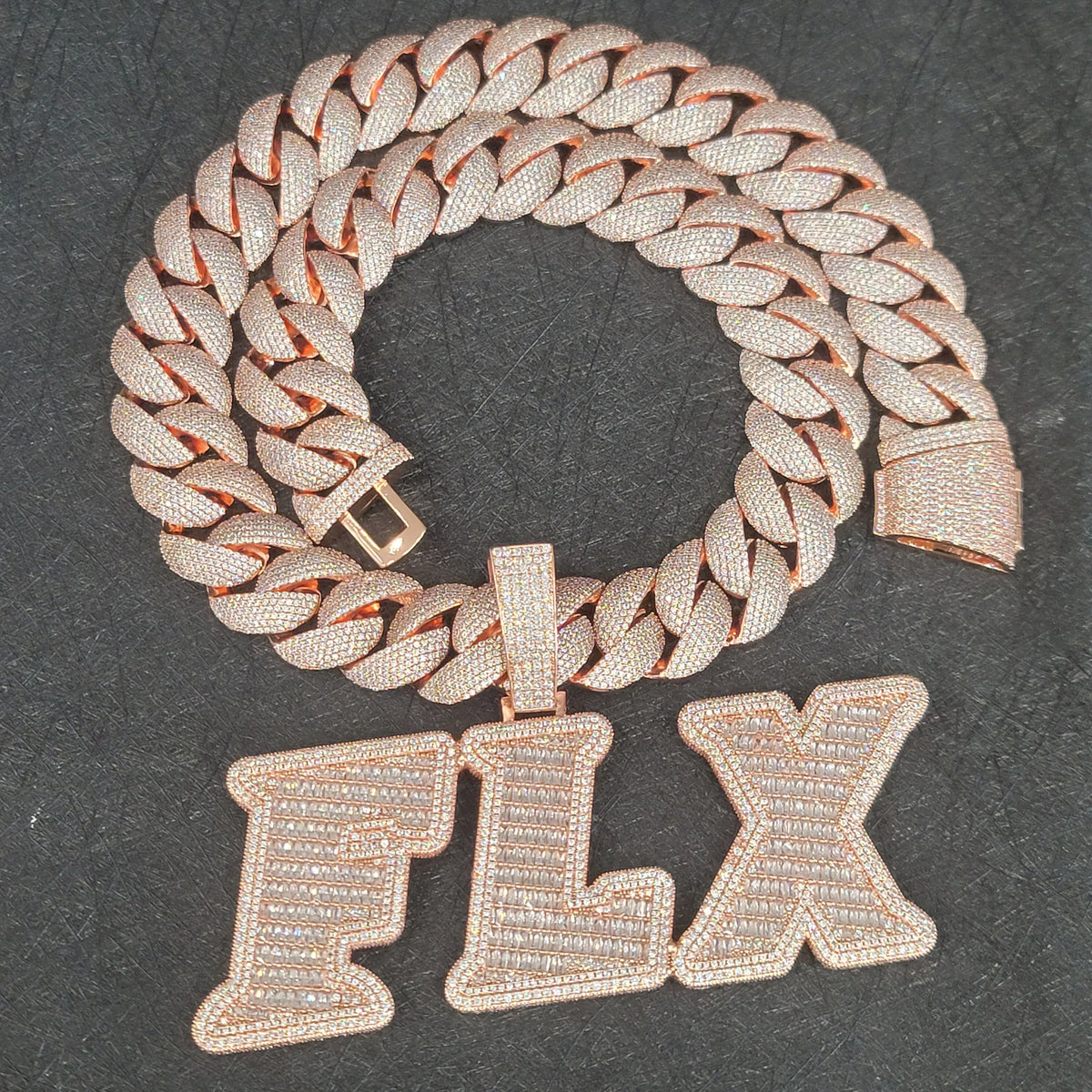 Custom Big Letters Name Pendant chain