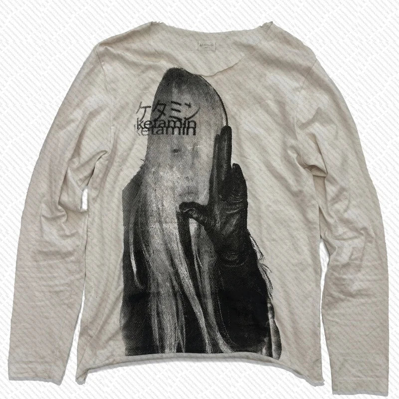 Emo Printing Sexy Y2k Long-sleeve Tops Gothic Punk Girl Graphic Women's Long-sleeve Tees Trashy Fairy Printing 2000s Long-sleeve