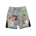 IOOTIANY Y2k Cartoon Embroidery Jorts Man Women Harajuku Streetwear Retro Patchwork Denim Shorts Jeans Baggy Shorts Oversized
