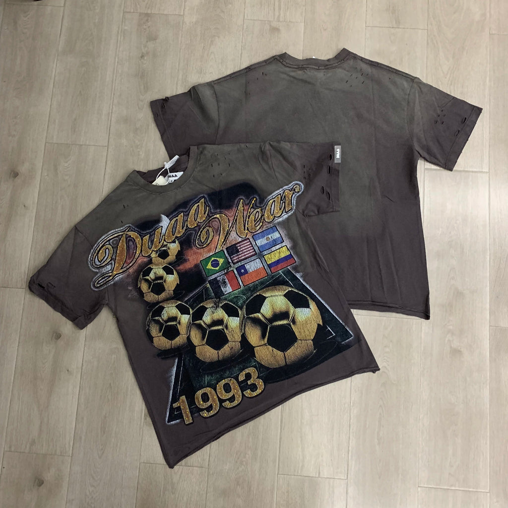 Streetwear Rhinestone Letter Print Yellow T-shirt Men Woman Fashion Retro Shinning Diamond loose casual Oversized Hip Hop Tees