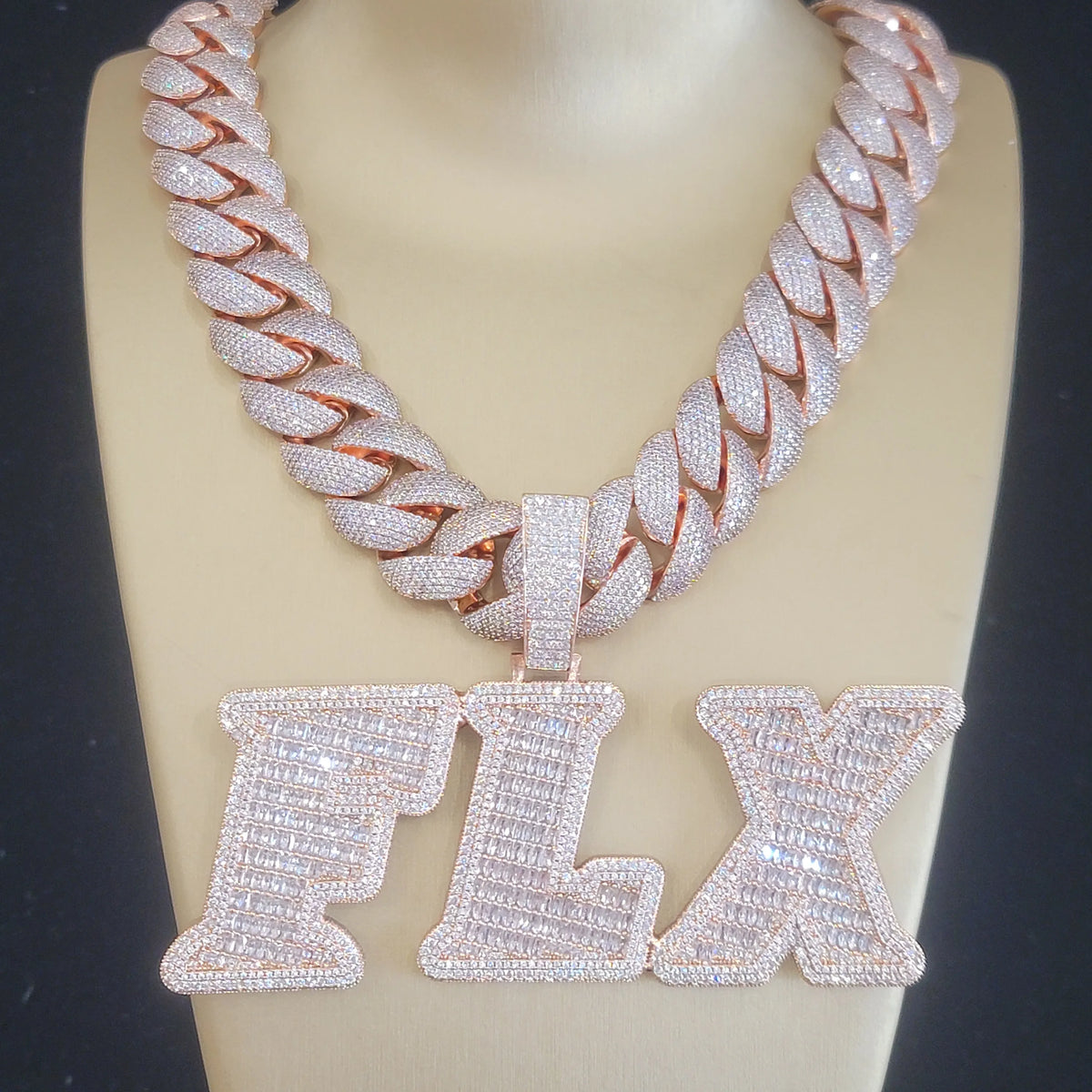 Custom Big Letters Name Pendant chain