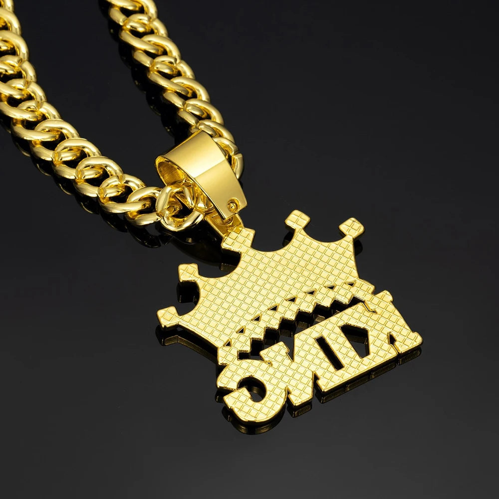 Men Hip Hop Crown with King Pendant