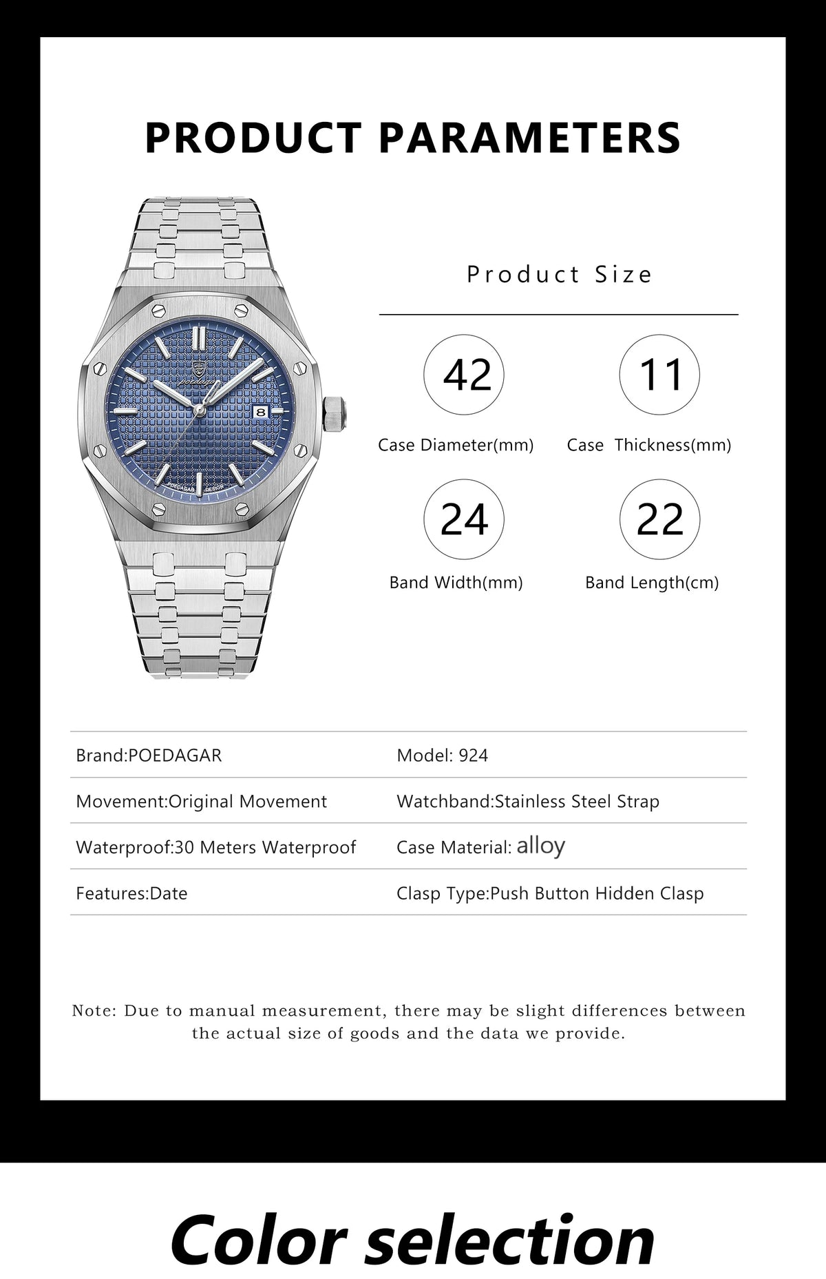 POEDAGAR Luxury Quartz watch