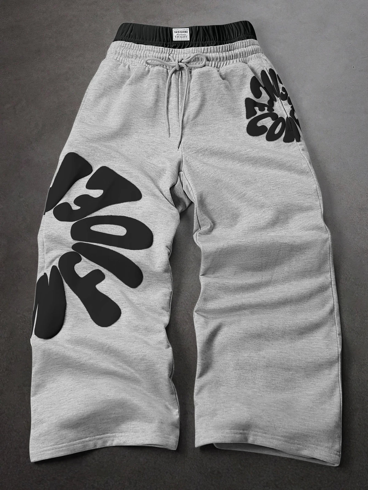 Men's Oversized Streetwear Sweatpants Brand Contrast Waist 3D Puff Letter Print Polyester Gray Multi Color Pants S-2XL All Size