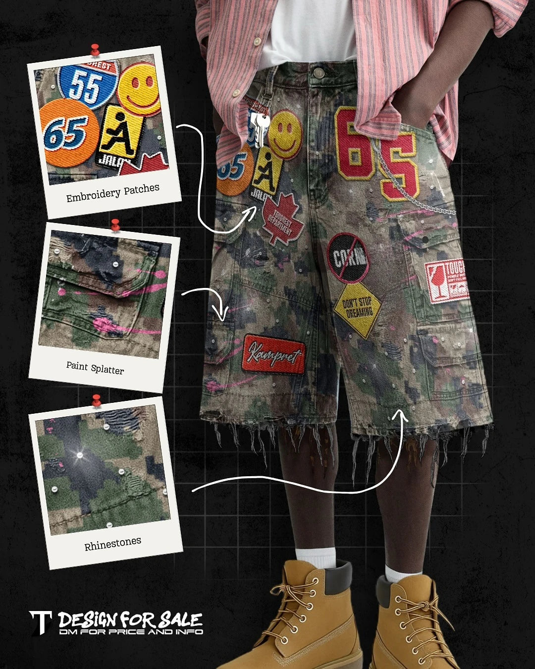 Baggy Custom Paint Jorts Washe Number 8 Ball Denim Shorts Men Goth Y2k Harajuku Casual Sweatpants Wide Leg Short Streetwear