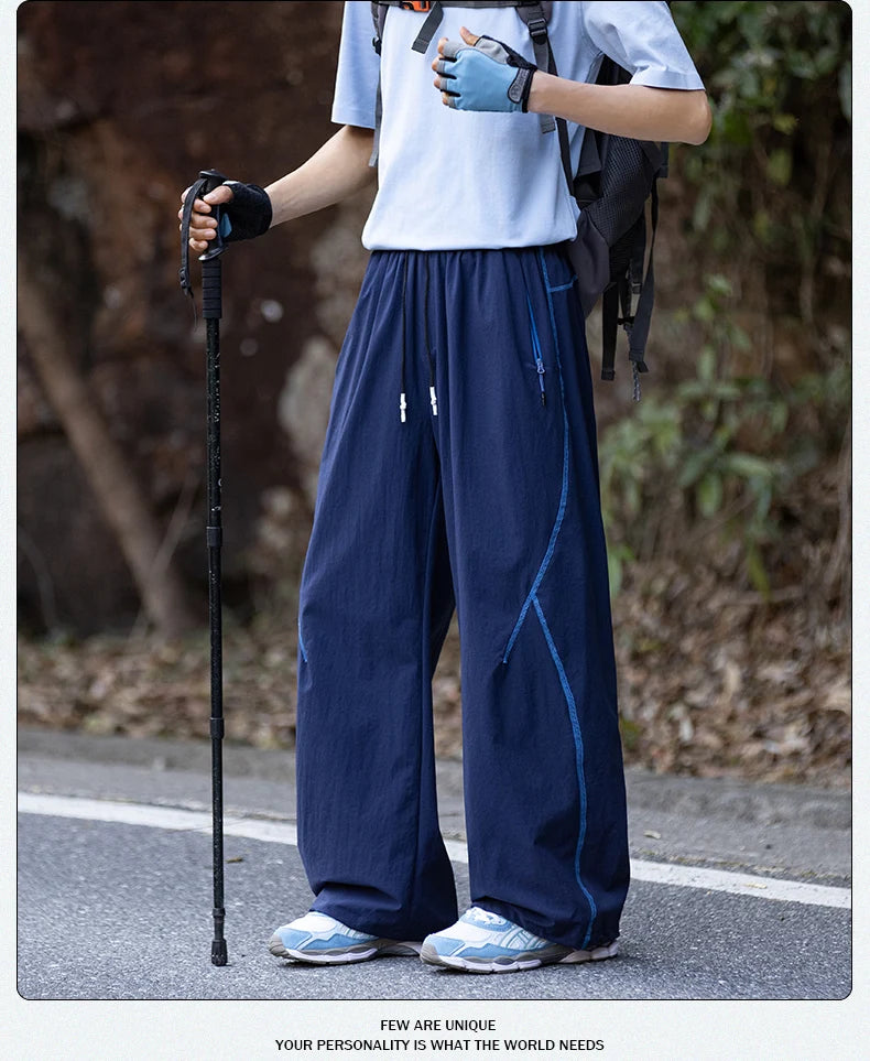 American High Street Trendy Hip-Hop Casual Pants Men's Spring Autumn Outdoor Hiking Loose Straight Pants Men Fashion Trousers