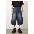 Vintage Y2k Baggy Jeans Men's Fashion High Waisted Wide Leg Pants Summer Hip Hop Streetwear Couple Leisure Denim Cropped Pants