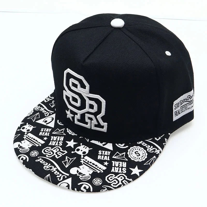 Youth Hip Hop Flat Brim Baseball Cap Outdoor Street Dance Hat for Men Fashion Snapback Adjustable Breathable Cotton