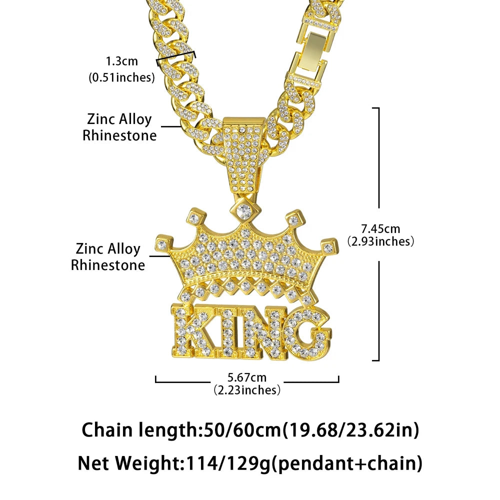 Men Hip Hop Crown with King Pendant