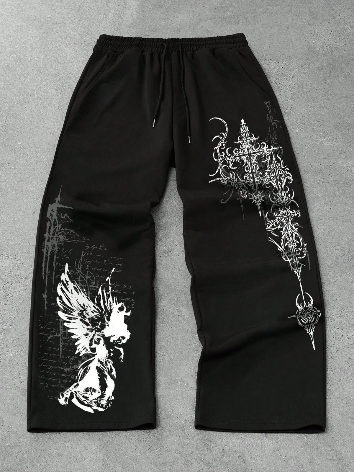 Summer Hot Sale Y2K Letter Flame Star Print Wide Leg Sweatpants Unisex Drawstring Loose Hip Hop Streetwear Casual Long Trousers