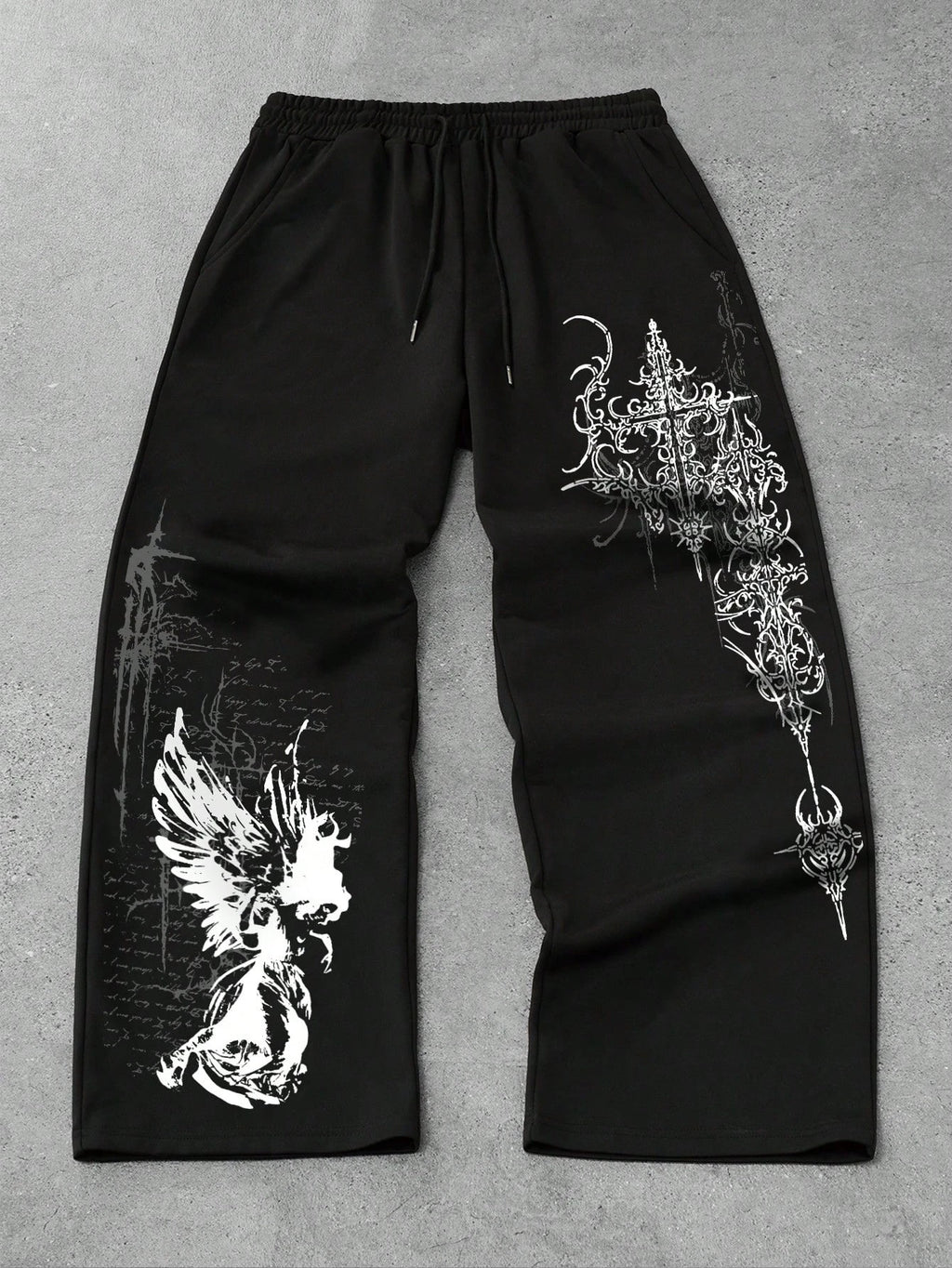 Summer Hot Sale Y2K Letter Flame Star Print Wide Leg Sweatpants Unisex Drawstring Loose Hip Hop Streetwear Casual Long Trousers