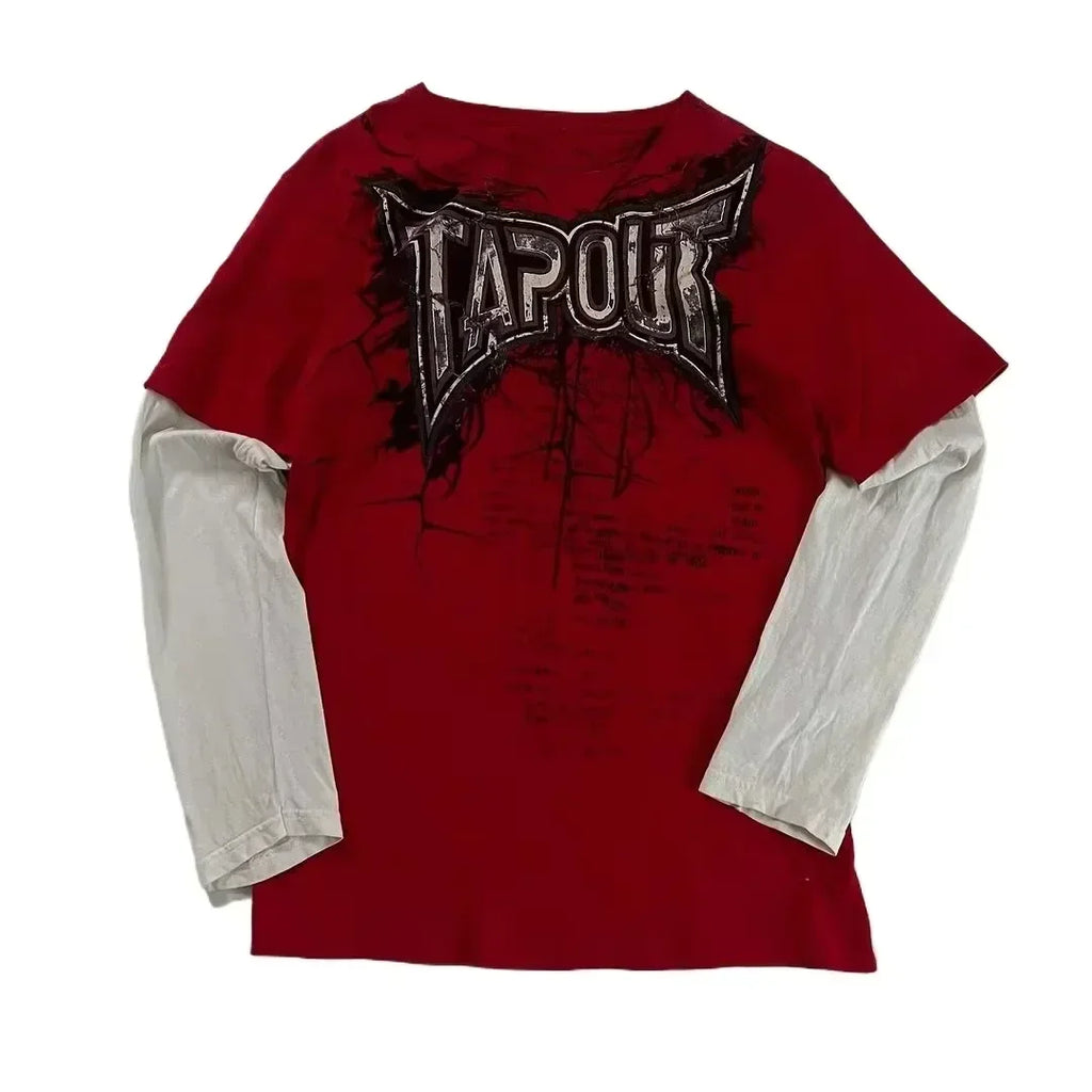 Southpole Y2K Gothic T-Shirt Long Sleeve Unisex Harajuku Streetwear |Hip Hop Letter Print Oversized Casual Shirt  Summer Fashion