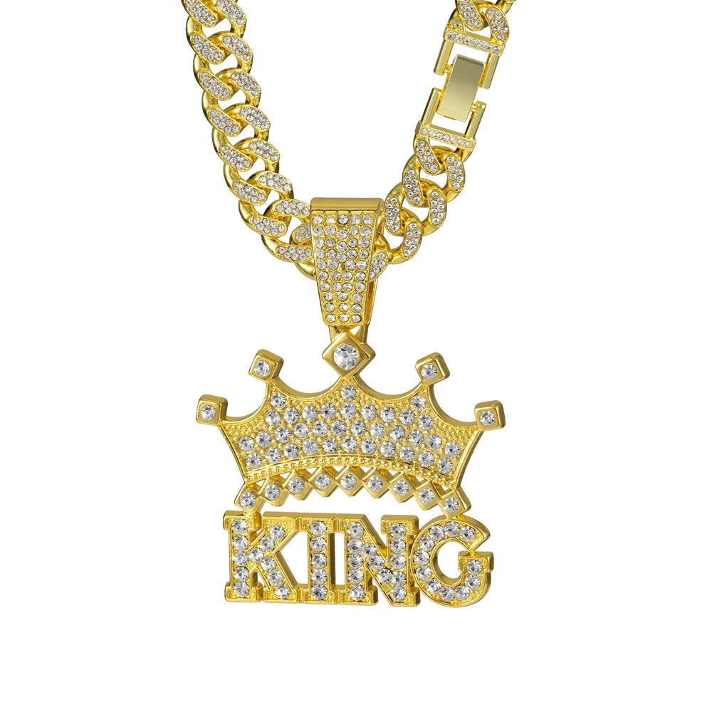 Men Hip Hop Crown with King Pendant